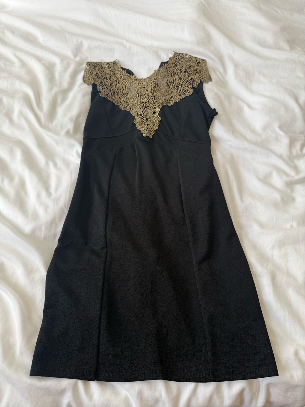 Forever 21 Black Dress with Gold Lace Yoke